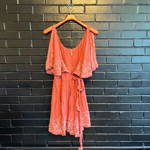 Women’s Free People boho beaded muted pink wrap dress